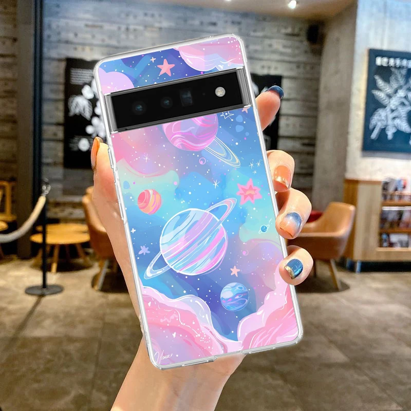 Earth Stars Space Design Soft Silicone Clear TPU Phone Case