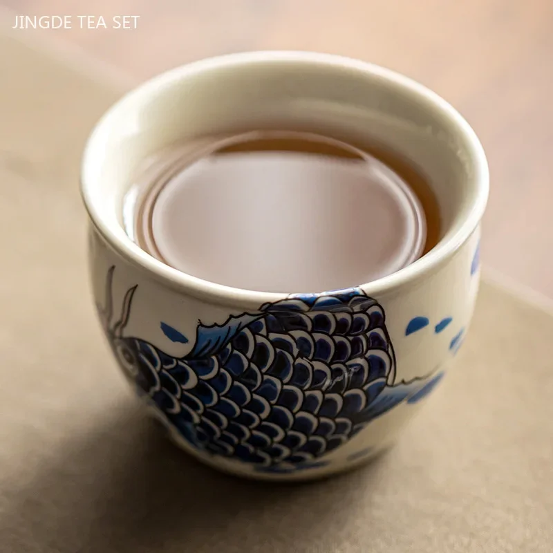 Chinese Arowana Teacup Home Ceramic Master Cup Retro Tea Set Accessories Portable Beauty Meditation Cup Turkish Tea Cups