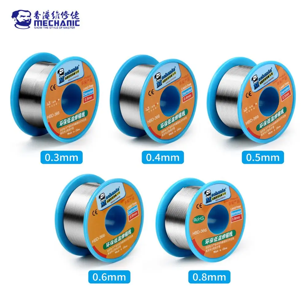

MECHANIC HBD-366 Series 40g Lead-Free Mild Rosin Core Sn99.3/Cu0.7 210℃ Melting Point Solder Wire Soldering Flux 1.0-3.0%