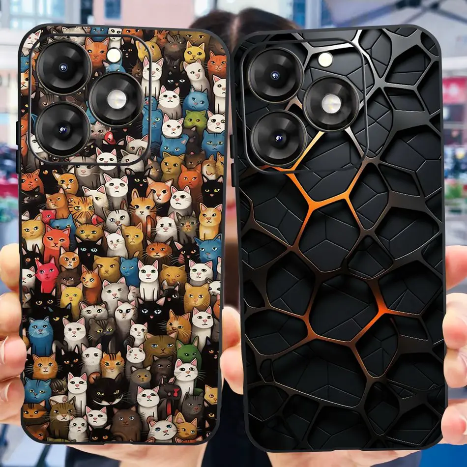 Stylish Black Silicone TPU Phone Case with Fashionable Patterns