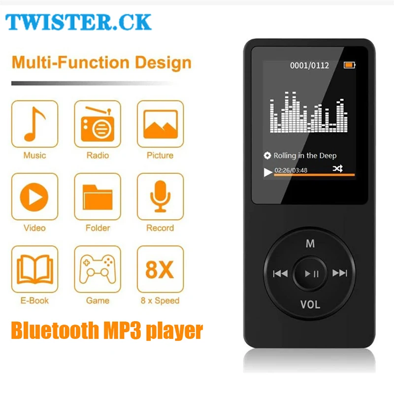 Mini Bluetooth Mp3 Music Player Non Distruttivo Portatile Mp4 Walkman Fm Radio Card Registrazione Ultrasottile Esterna Per Telefoni