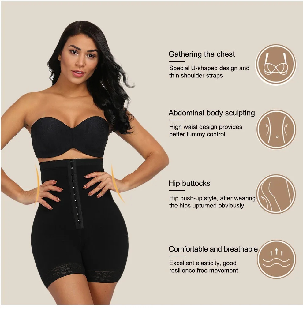 Breasted Lace Butt Lifter High Waist Trainer Body Shapewear Women Fajas Slimming Underwear with Tummy Control Panties