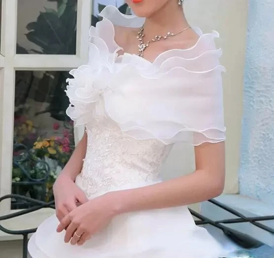 

Hot Cheap Fashion Bridal Wraps Organza Wrap Shawl Layer Elegant Evening Wedding Shawl Shrug Wrap Cheap Jacket Coat