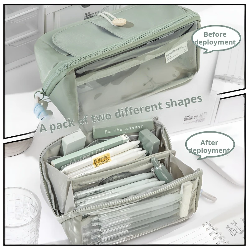 

Transparent Large Capacity Pencil Case Box Pen Vintage Pencil Stationery Storage Bags Kids Gift Students Office School Supplies