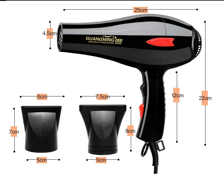 Secador de Cabelo Quente e Frio Secador de ar para Uso do Salão de Beleza Real Profissional Poderoso Rápido Aquecimento Ajuste Ionic 1800w 52 Real 1800w profissional poderoso secador de cabelo