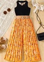 5 6 8 10 12 14 Years Summer Girls Clothing Sets New Fashion Vest + Wide Legged Pants 2Pcs Girls Suits Birthday Gift Kids Clothes 1