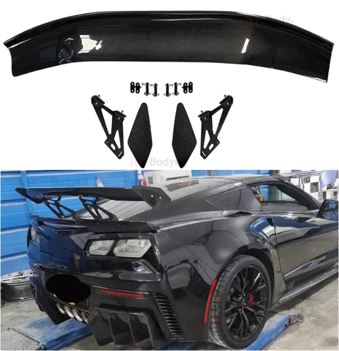 

For Chevrolet Corvette C7 Z06 Z07 2014 2015 2016 2017 Real Carbon Fiber Car Rear Wing Trunk Lip Spoiler