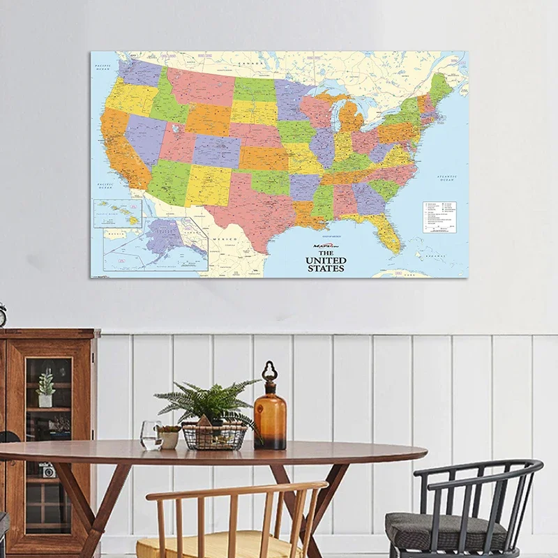 150*90cm Detailed Map Posters and Prints Study/Living Class Room Wall Art Pictures Non-woven Canvas Paintings Home Decoration