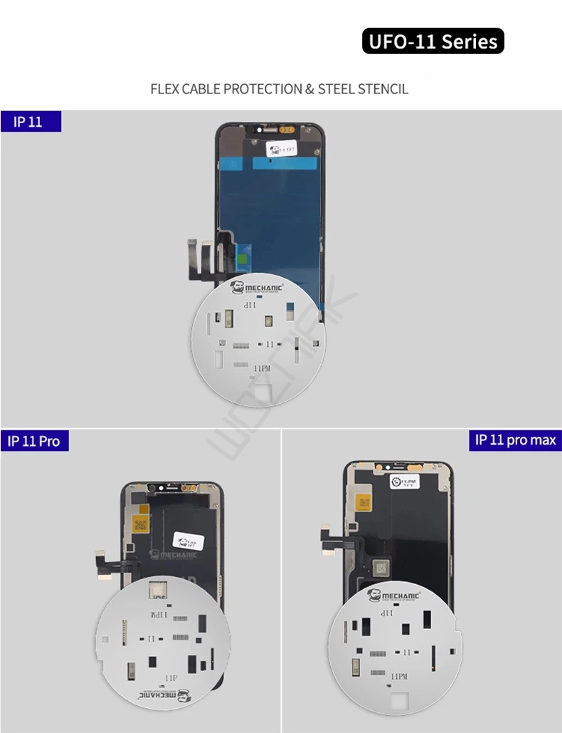 MECHANIC LCD 화면 IC 보호 iPhone 11 12 Pro 13 Pro Max 플렉스 케이블 스크린 칩 보호 스틸 용 BGA Reballing 스텐실