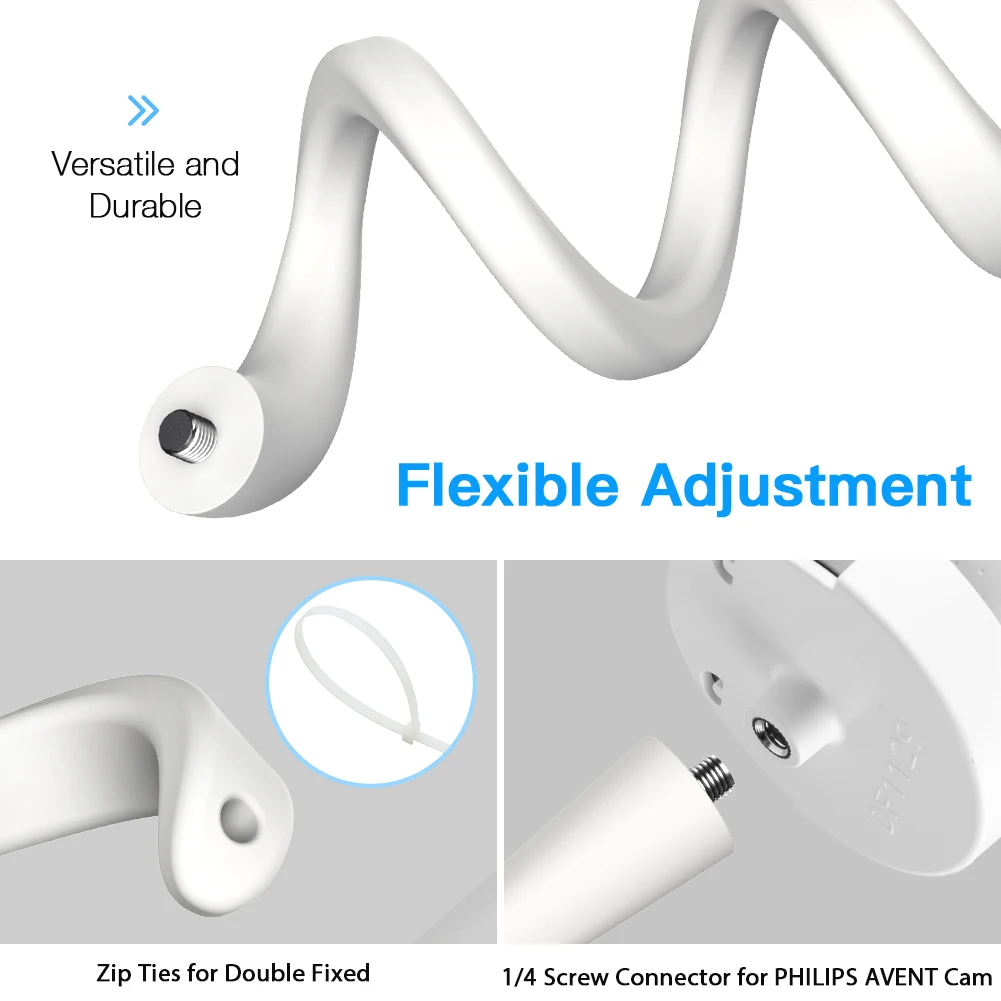 Baby Monitor Holder Flexible Twist Mount Bracket for Philips Avent Connected SCD923 Baby Monitor Attaches to Crib Cot Shelves or Furniture