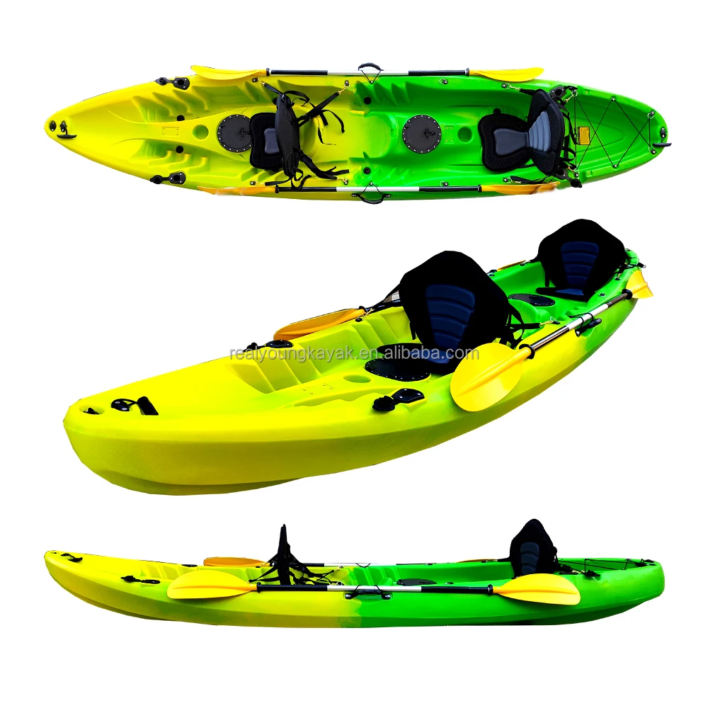 

Hard Shell Recreational Tandem Kayak, 2 Or 3 Person Sit On Top Kayak Package With 2 EVA Padded Seats, 2 Aluminum Paddle