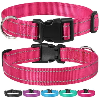Reflective Dog Collar Strap With Adjustable Safety Nylon Pet Collar Pet Traction Rope Suitable For Small And Medium-Sized Pets 2
