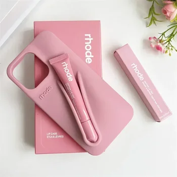 With Box Lipstick Rhode Phone Case for iPhone 16 15 14 13 12 11 Pro Max Plus 16E Makeup Lip Gloss Holder Silicone Back Cover 9