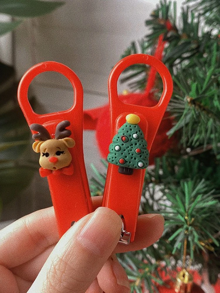 Cartoon Christmas Nail Clippers Flat Mouth Stainless Steel Nail Trimmer Baby Care Tools Kids Gifts