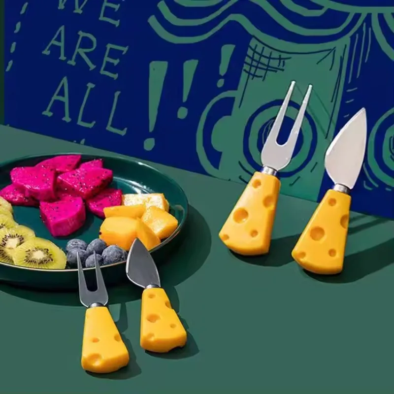 5-Piece Cheese Knife Set Stainless Steel Cheese Tool with Cute Shaped Handle for Slicing, Cutting and Spreading Supplies