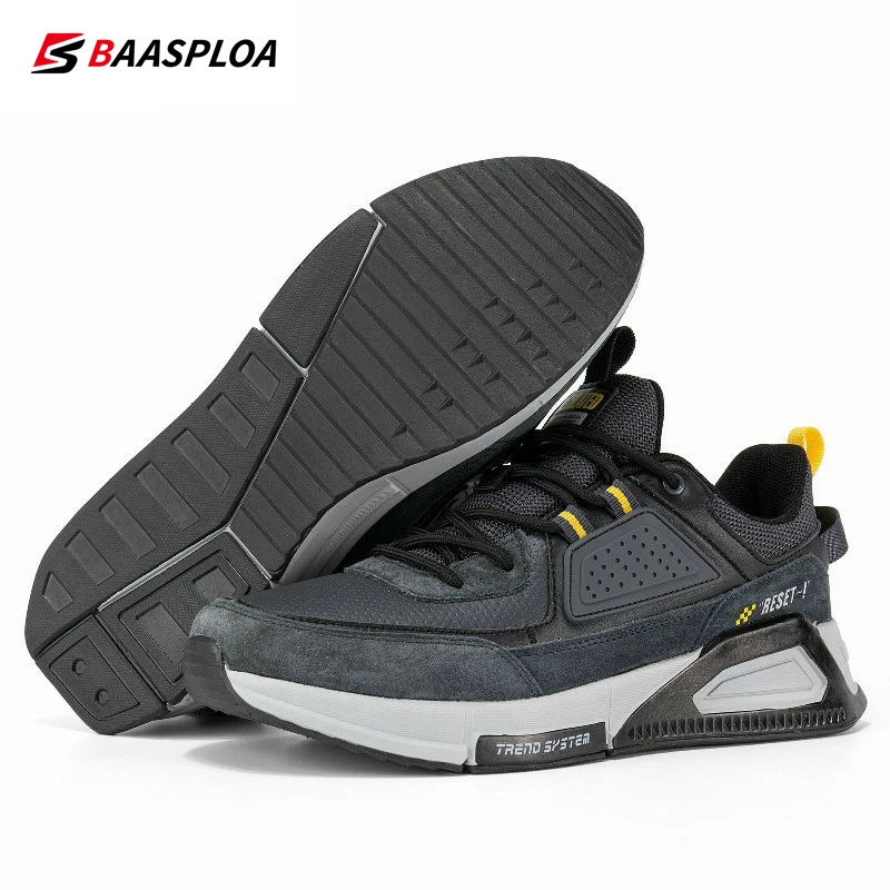 Walking Sneakers Baasploa Men Leather Waterproof Walking Shoes Fashion Casual Non-Slip Wear-Resistant Male Sport Shoe