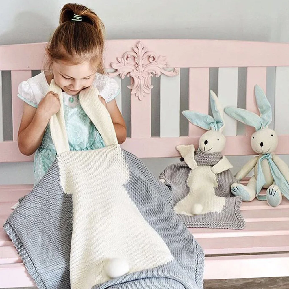 

Baby Blanket Cute Rabbit Animals Pattern Stroller blankets Soft warm Knitted Swaddle Kids Bath Towel Toddler Bedding Blankets
