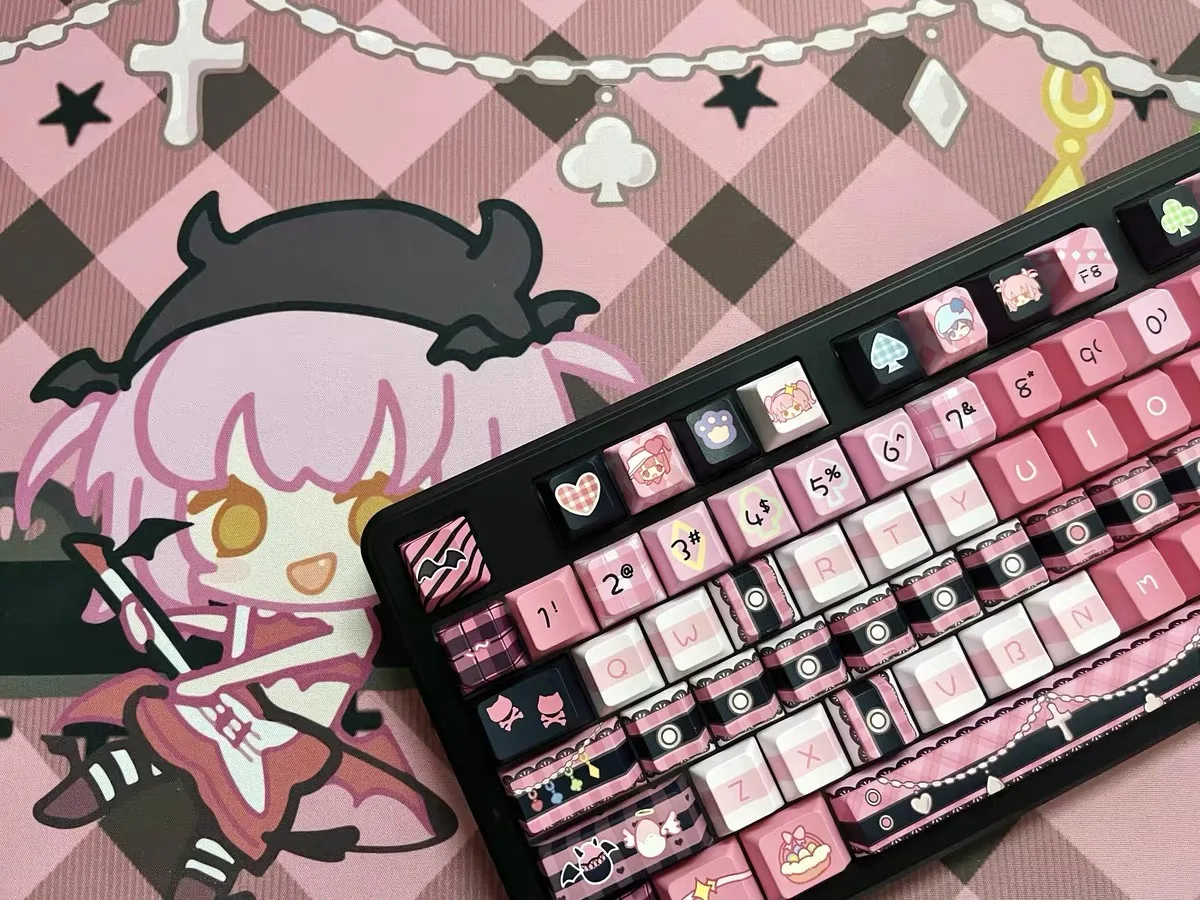 Cute Anime MOA Keycaps for Girls, Teclado