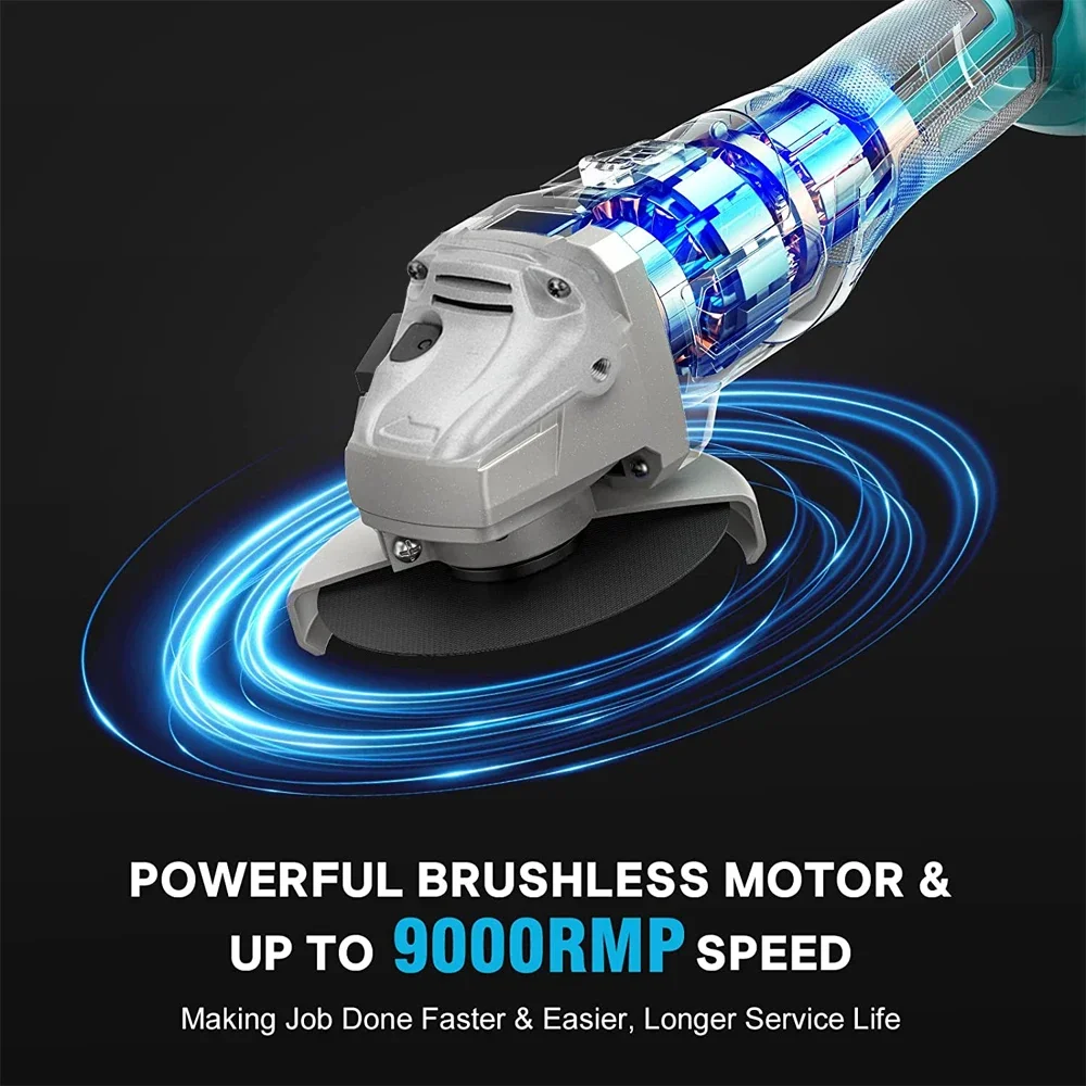 For Makita 18V 125mm Brushless Cordless Impact Angle Grinder DIY Power Tools Electric Polishing Grinding Machine No Battery 3