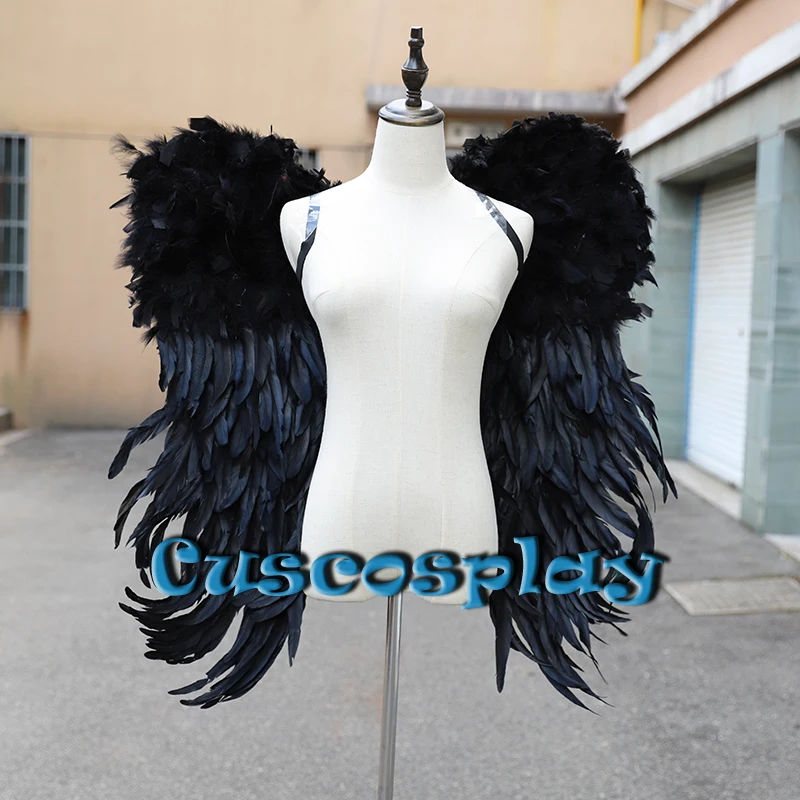 

Adults Large Devil Wings 39'' By 31'' Black Feather Wing Costume for Model Catwalk Shows Photography Decoration Props