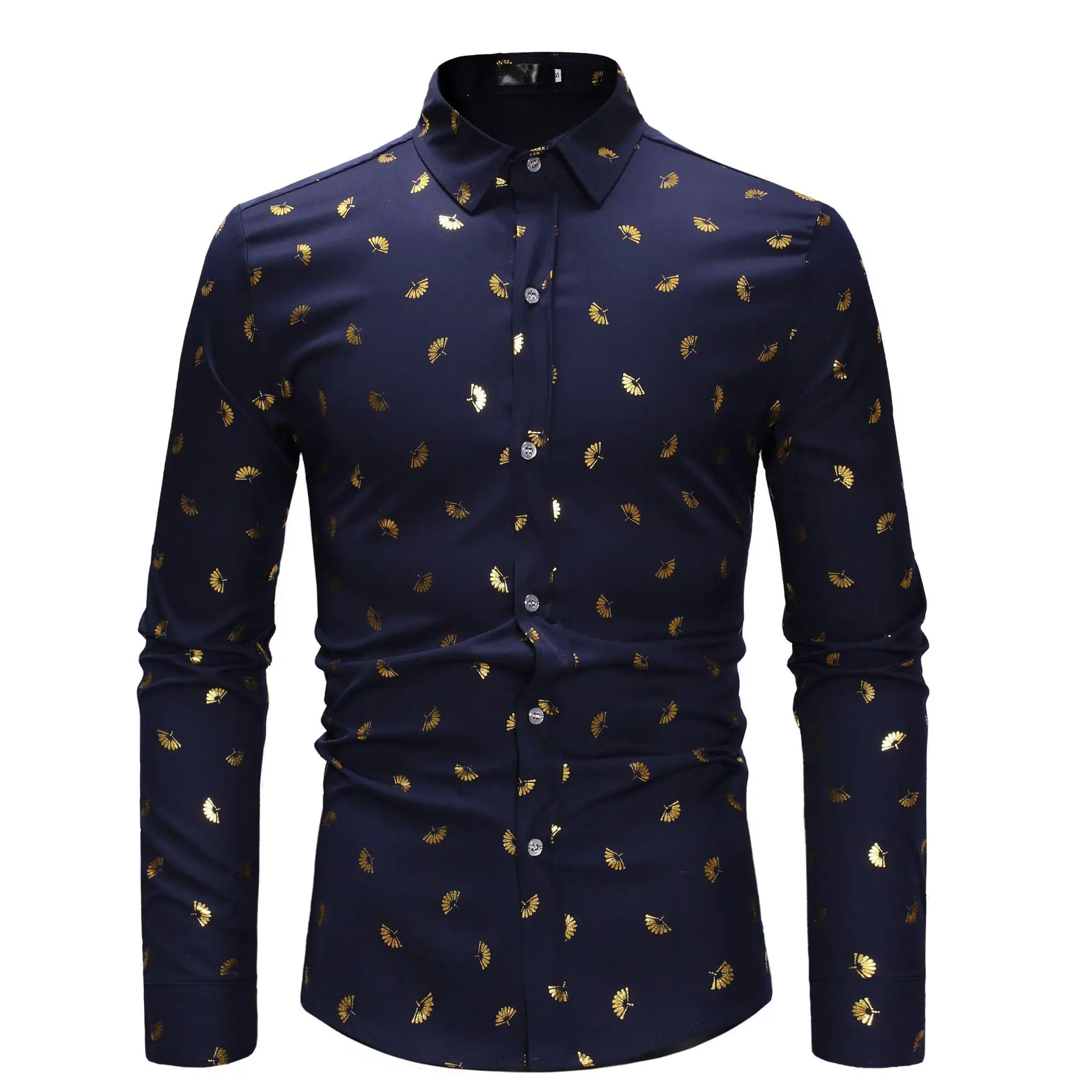 

2023 new spring long sleeve casual shirt men's fashion hot stamping tide men's shirt