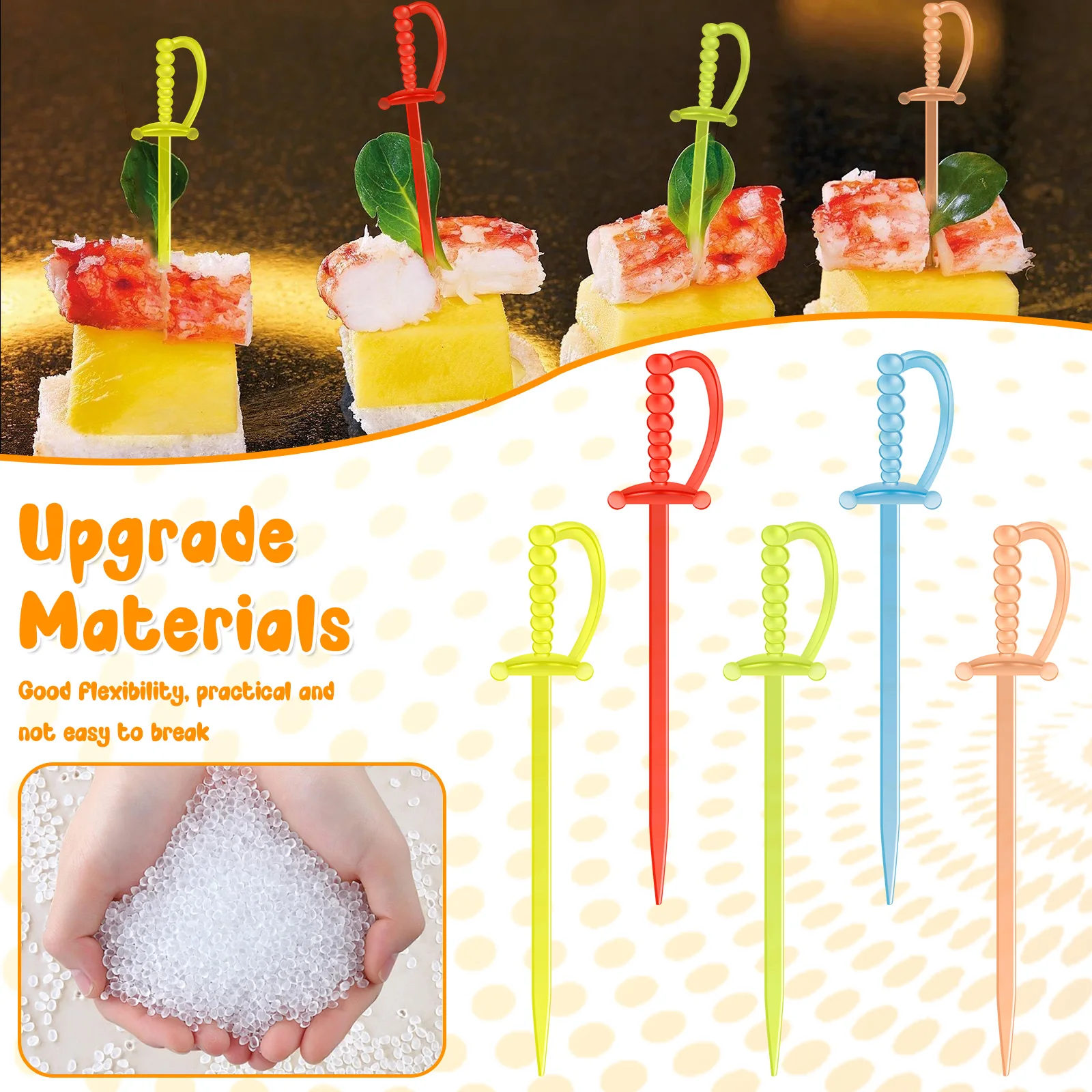 1200Pcs Toothpicks Picks Fruit Fork Home Party Restaurant Plastic Sword Shaped Cocktail Picks Fruit Fork Cocktail Sticks