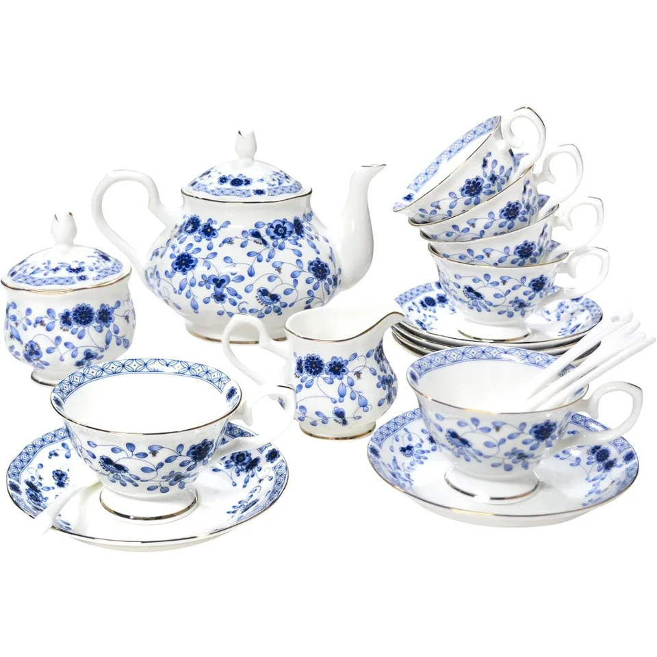 Elegant 21 Piece Bone China Tea Set for Six