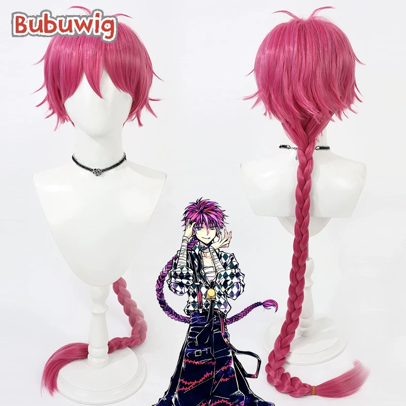 Bubuwig Synthetic Hair Lato Bacca Cosplay Wigs Devil Butler with Black Cat English 100cm Hot Pink Braided Wig Heat Resistant