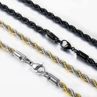 High Quality 2/3/4/5MM Classic Twisted Rope Chain Stainless Steel Necklace No Fade Fashion Jewelry Accessories For Men Women 2