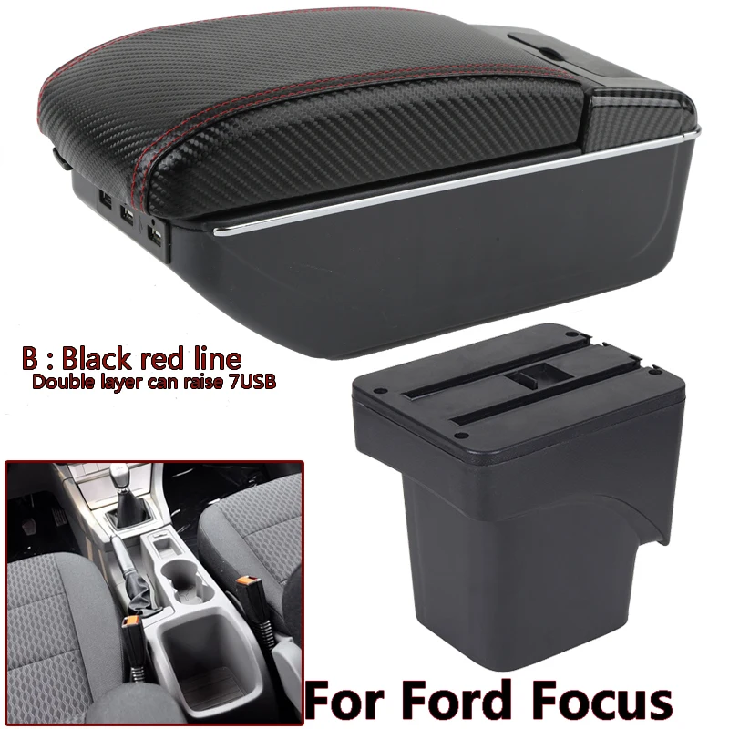 

For Ford Focus 2 armrest box For Ford Focus 2 mk2 Car Armrest box car accessories nterior Retrofit parts Center Storage box USB
