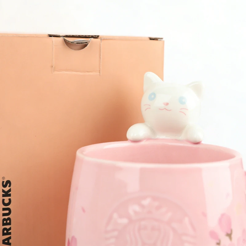 طقم كوب وصحن ستاربكس ساكورا بلو تيت بسيراميك وردي...