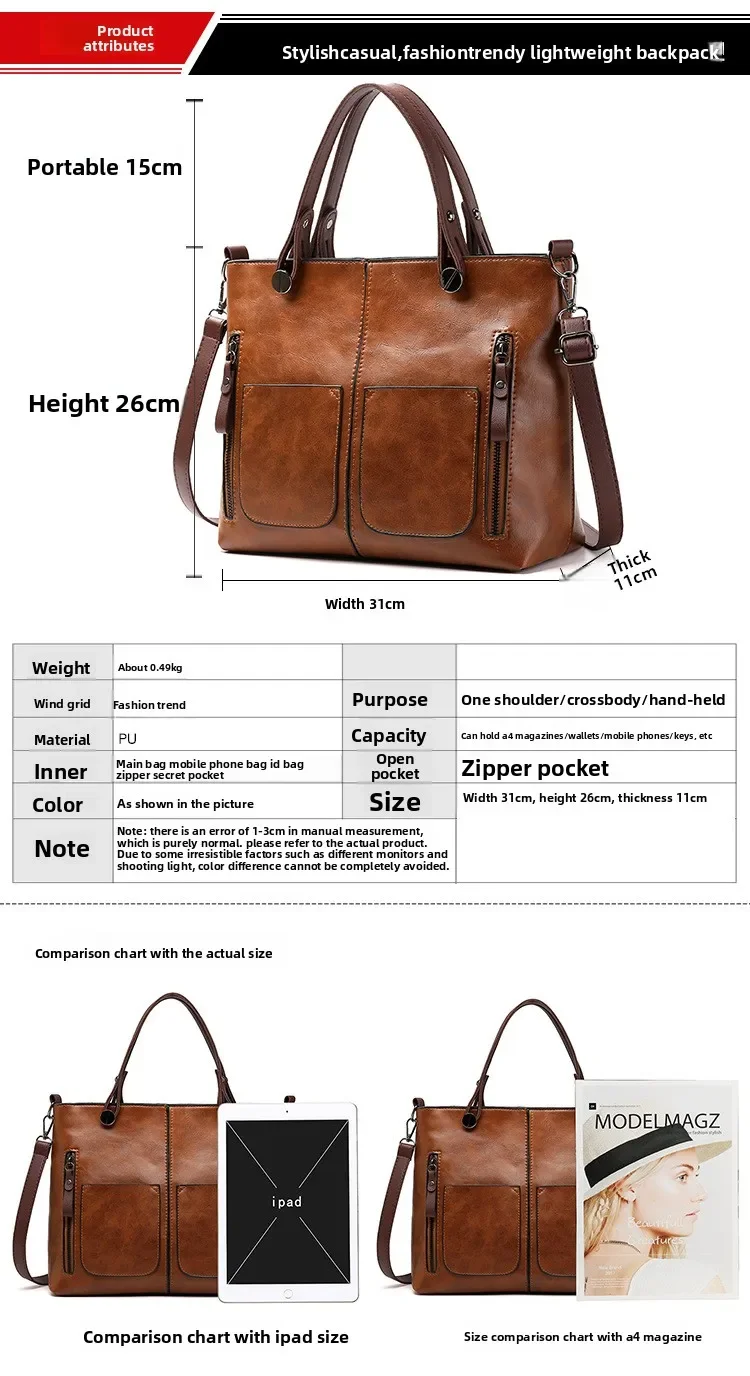 Vintage Tote Handtasche Schulter- und Umhängetasche