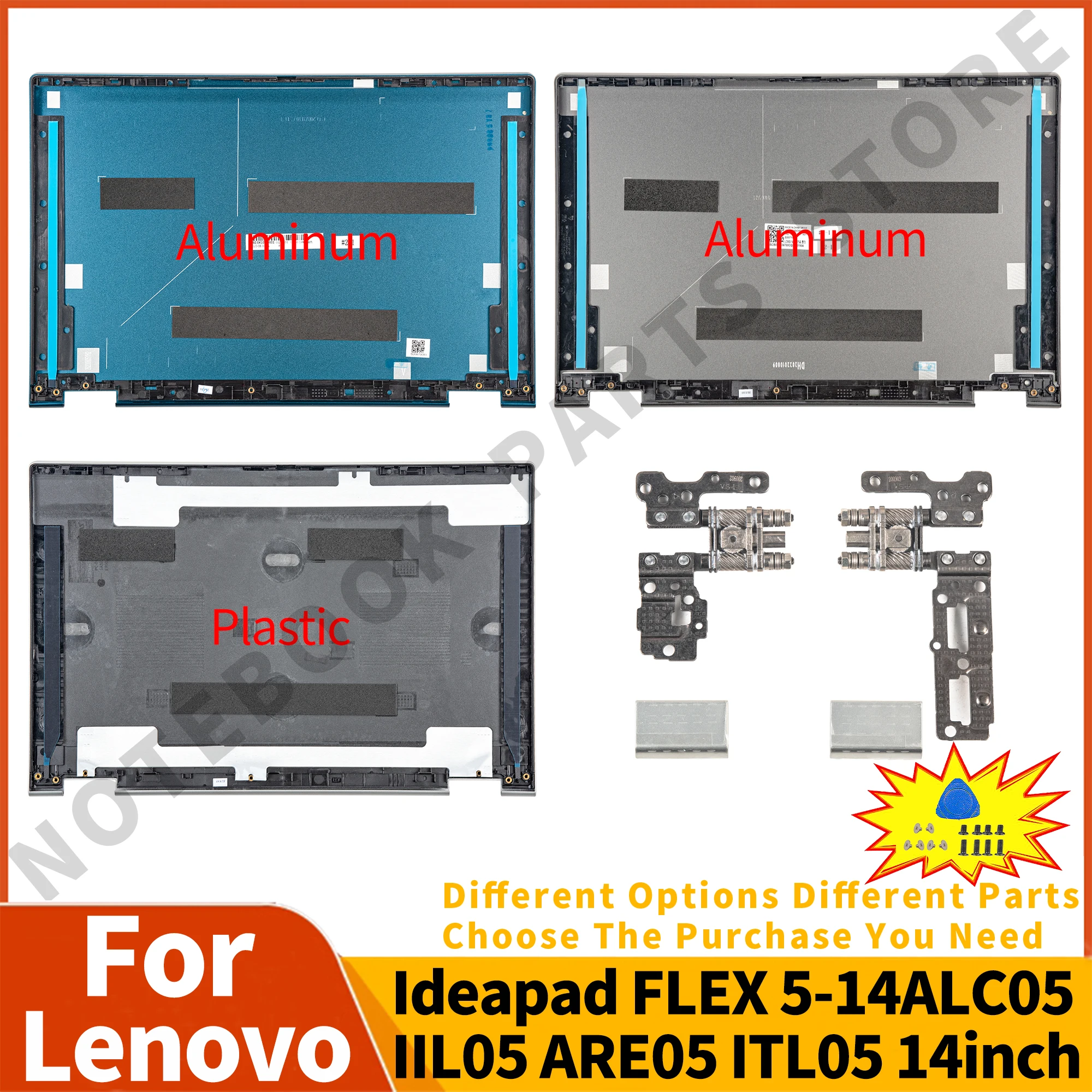 Notebook Parts For Lenovo Ideapad Flex 5-14IIL05 ARE05 ITL05 5-14ALC05 14inch LCD Back Cover Hinges Replacement Metal/Plastic
