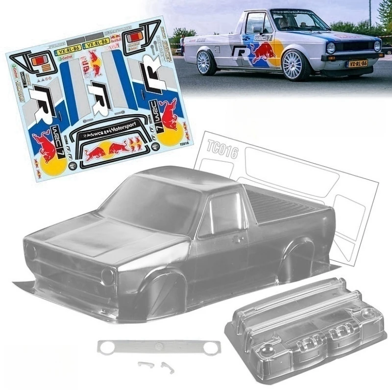 

WRC RC Rally Body 1/10 Caddy Clear Lexan Car Shell With F/R Bumper &Light Bucke and Color Sticker Decals