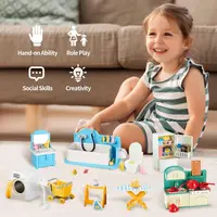 Ensemble de meubles pour maison de poupée, salle de bain/cuisine/réfrigérateur/Machine à laver, linge pour enfants, maison de poupée Miniature, jouets de simulation 6