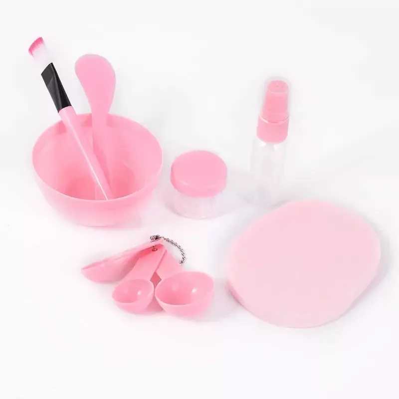 DIY Pink 9Pcs Kit Facial Mask Bowl Mask Makeup Brush Mask Stir Spatula Spoon Spray Bottle Cleanse Sponge Beauty Care Skin Tools