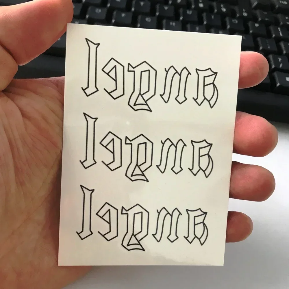 Waterproof Temporary Tattoo Sticker Neck Black Word Angel Devil Bull Cross English Letters Flash Tatoo Fake Tatto for Woman Men 2