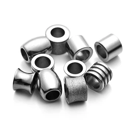 5pcs Stainless Steel Big Hole Spacer Beads For DIY Charm Necklace Leather Bracelet Jewelry Making Findings Accessories