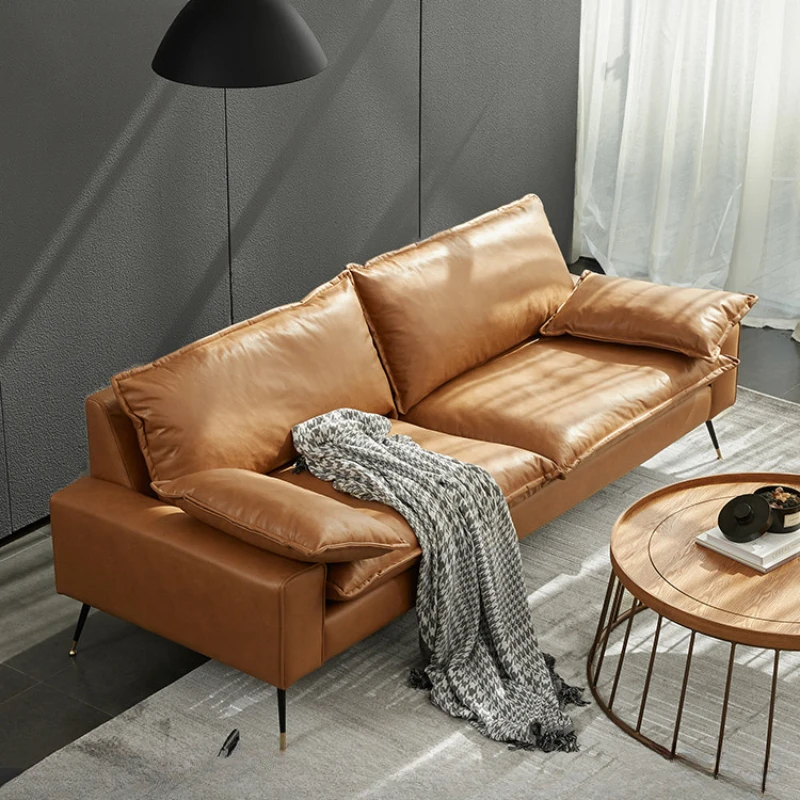 

Light Luxury Italian Style Technology Fabric Three Person Sofa Home Small Family Living Room Designer Furniture
