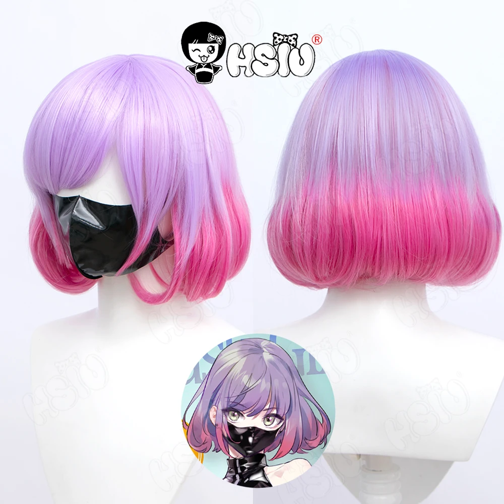 

LUNA Cosplay Wig Astrum Design Cosplay Mask Girl Cosplay Wig HSIU Purple gradient short Synthetic Hair + Free Wig Cap