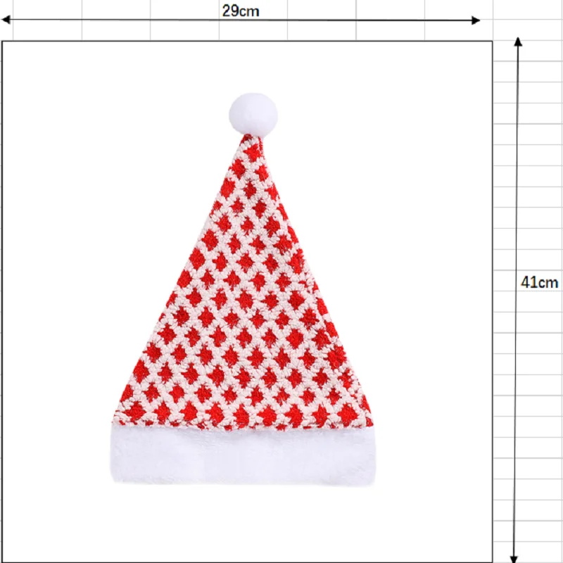 Knitted Grid Christmas Hat Santa Claus Xmas Adult Child Soft Beanie Santa Cap New Year Party Decoration ﻿