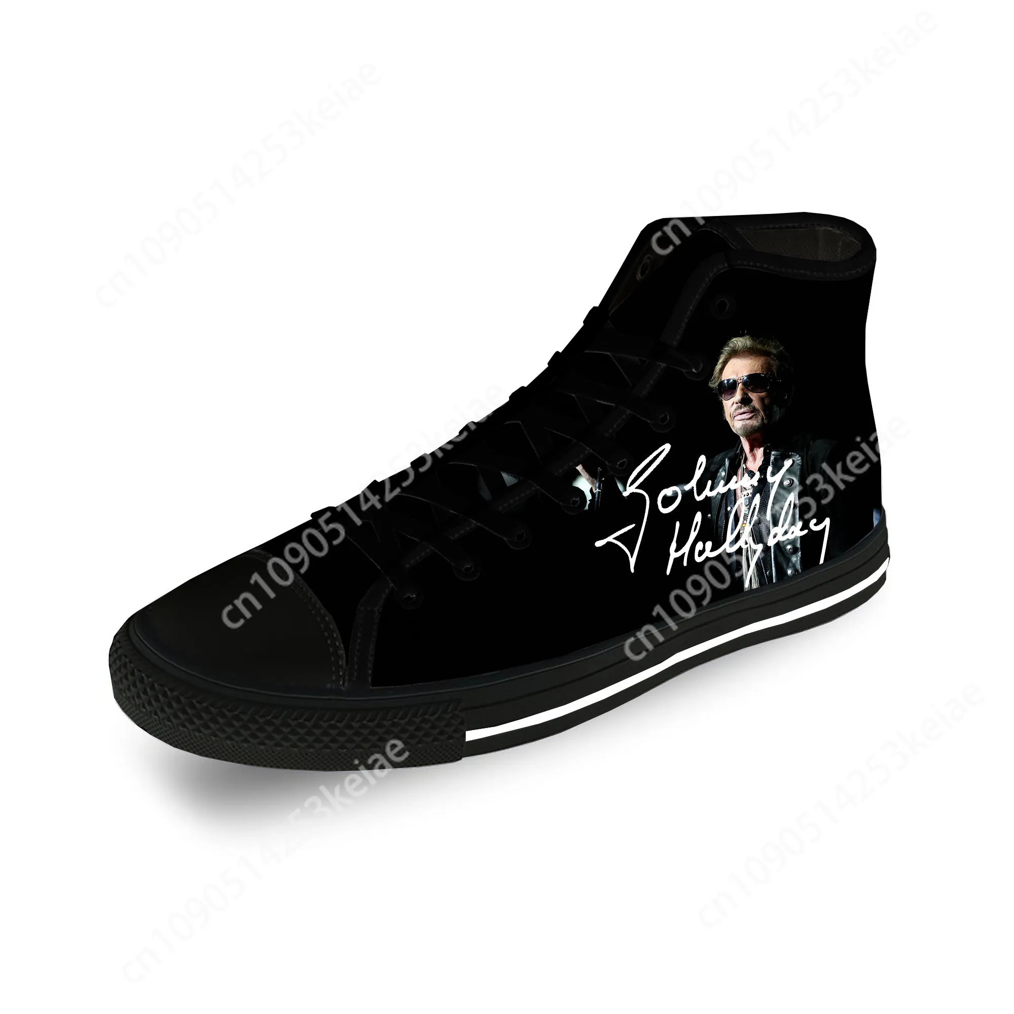 Johnny Hallyday Rock Star Lightweight Cloth 3D Print Funny Fashion High Top Canvas Shoes Men Women Casual Breathable Sneakers 3