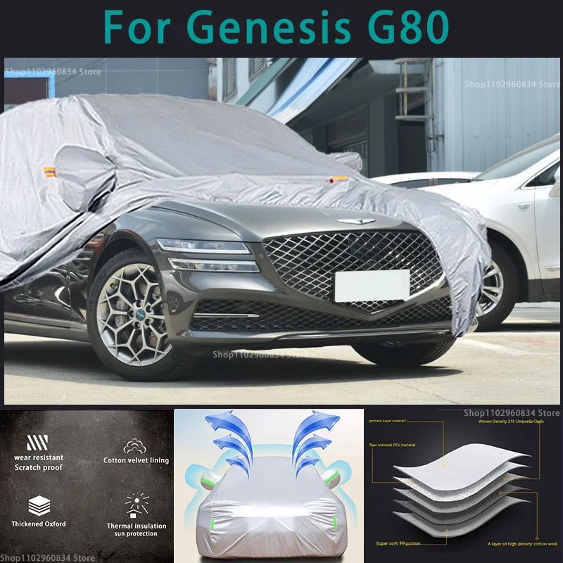 

For Genesis G80 210T Waterproof Full Car Covers Outdoor Sun uv protection Dust Rain Snow Protective Auto Protective cover