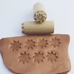 Enhanced Pattern Stamps for Clay - Cute Flower, Leaf, Animal Texture Emboss Seal - Wooden Block Pottery and Ceramic Craft Tool (FHLUN)