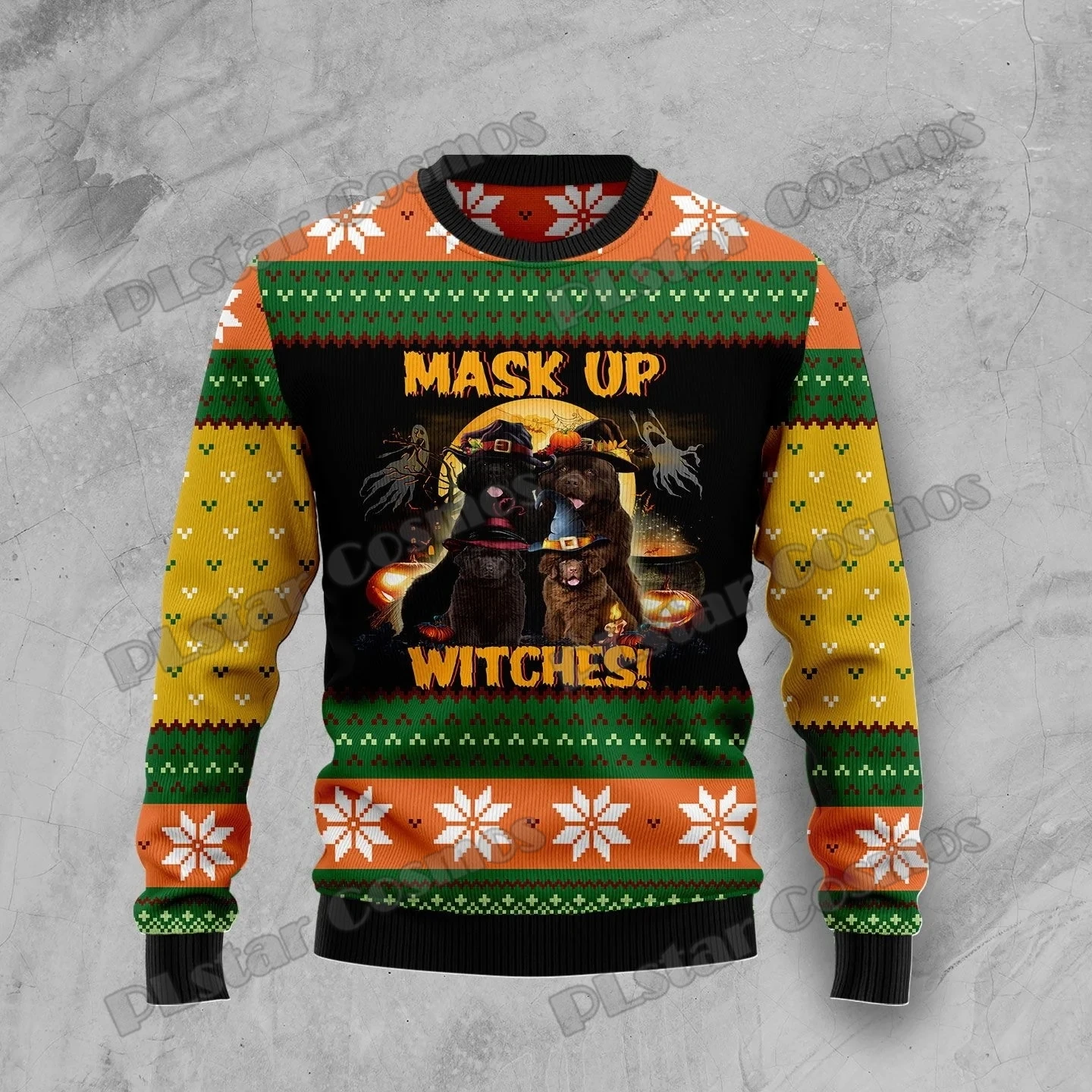 PLstar Cosmos Rottweiler Halloween 3D Printed Men's Ugly Christmas Sweater Winter Unisex Casual Knit Pullover Sweater ZZM29