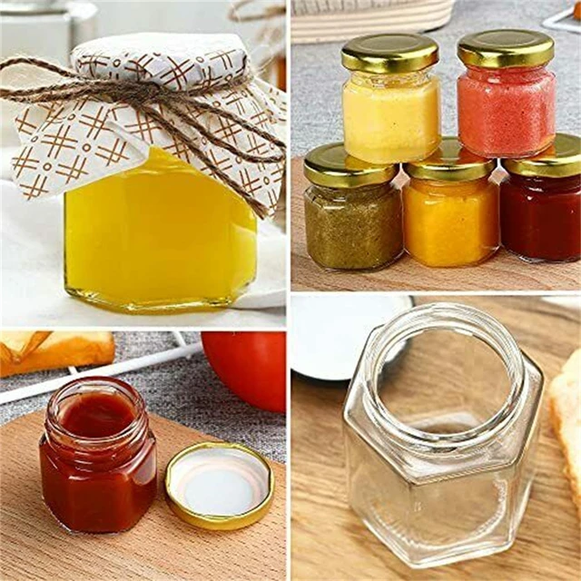 12 pezzi 45ml/60ml Mini barattoli di vetro esagonali con coperchi dorati,  contenitore vuoto per spezie piccole marmellate di miele da 45ml -  AliExpress