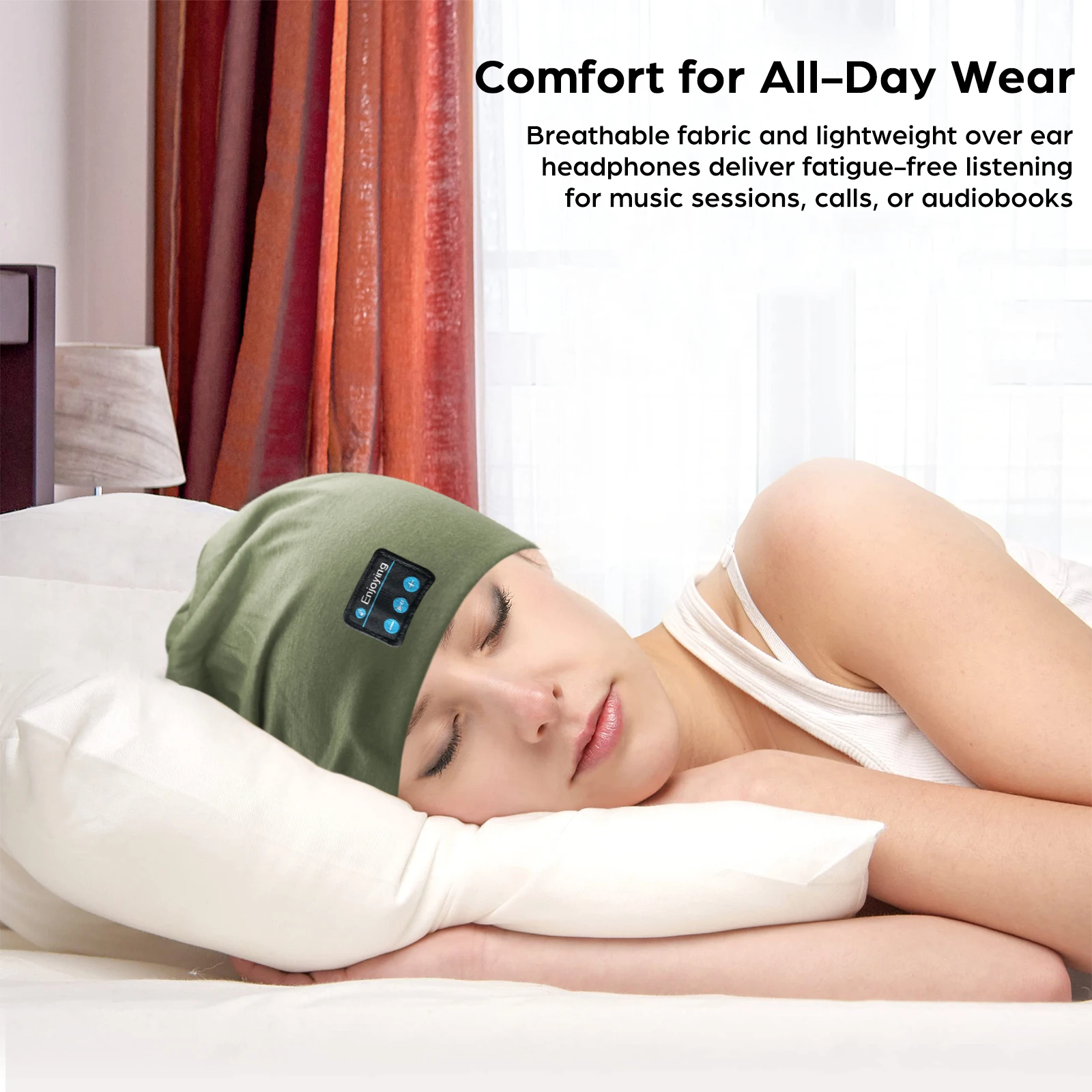 Bluetooth Headphone Wireless Smart Cap Headset Unisex Lightweight Running Beanie Music Earphone Hat Rechargeable Solid Color