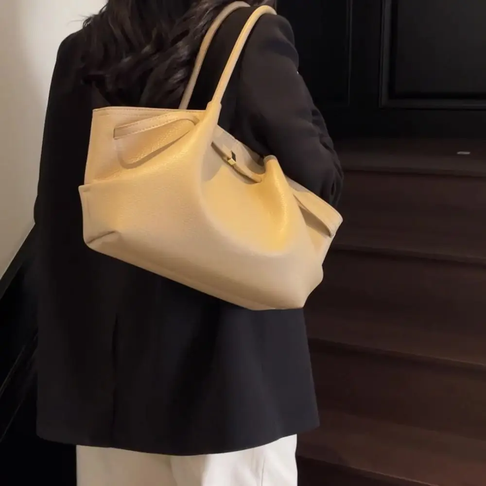 Luxury Lychee Pattern Underarm Shoulder Bags Solid Color Large Capacity Women's Handbags PU Leather Tote Bag Travel