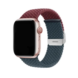 Braided Stretchy Nylon Bracelet Watch Strap - 42(S3)-44 - 45 - 46 - 49mm (Wine red Blue)