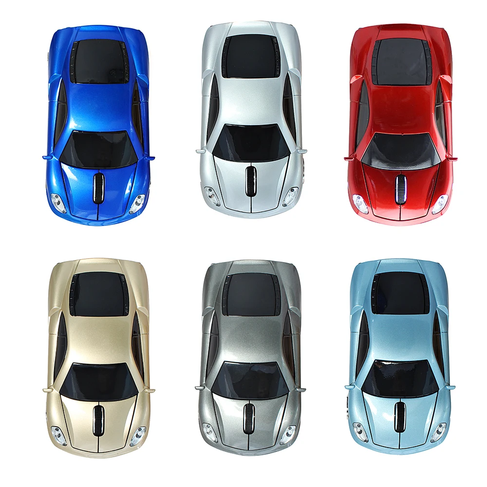 Wireless Ergonomic Car-Shaped Optical Mouse with Blue LED Light